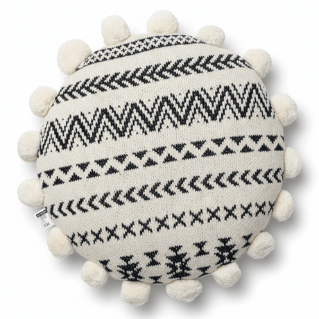 AKDC 42 x 20 cm Round Cotton Cushion – White Decorative Pillow with Black Geometric Zigzag and Cross - Hatch Pattern for Sofa and Bed Decor - Al Kabayel Discount CentreAKDC 42 x 20 cm Round Cotton Cushion – White Decorative Pillow with Black Geometric Zigzag and Cross - Hatch Pattern for Sofa and Bed DecorFloor Pillows & CushionsAKDCAl Kabayel Discount Centre