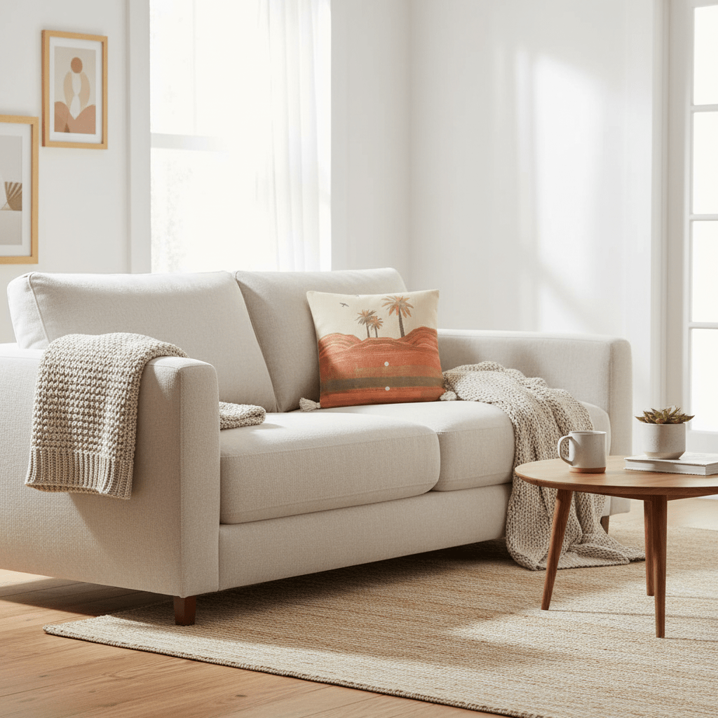 AKDC 43 cm Square Cotton Cushion – Tropical Palm Tree Design Decorative Throw Pillow in Orange - Beige Desert Theme for Living Room or Bedroom - Al Kabayel Discount CentreAKDC 43 cm Square Cotton Cushion – Tropical Palm Tree Design Decorative Throw Pillow in Orange - Beige Desert Theme for Living Room or BedroomFloor Pillows & CushionsAKDCAl Kabayel Discount Centre