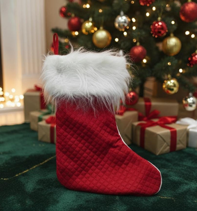 AKDC 43cm Quilted Christmas Stocking – Elegant Quilted Design Hanging Gift Sock for Holiday Decoration & Fireplace Mantel - Al Kabayel Discount CentreAKDC 43cm Quilted Christmas Stocking – Elegant Quilted Design Hanging Gift Sock for Holiday Decoration & Fireplace MantelHome Décor AccentsAKDCAl Kabayel Discount Centre