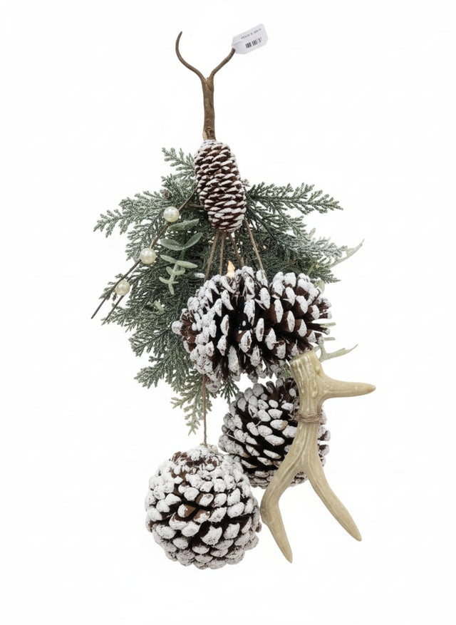 AKDC 46cm Hanging Christmas Décor | Snowy Pine Branches & Frosted Look Wall Decoration - Al Kabayel Discount CentreAKDC 46cm Hanging Christmas Décor | Snowy Pine Branches & Frosted Look Wall DecorationHome Décor AccentsAKDCAl Kabayel Discount Centre