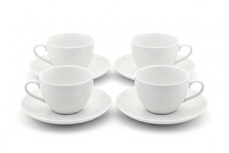 AKDC 4pc Cup & Saucer Set, 300ml Cup, White - Al Kabayel Discount CentreAKDC 4pc Cup & Saucer Set, 300ml Cup, WhiteTea CupsAKDCAl Kabayel Discount Centre