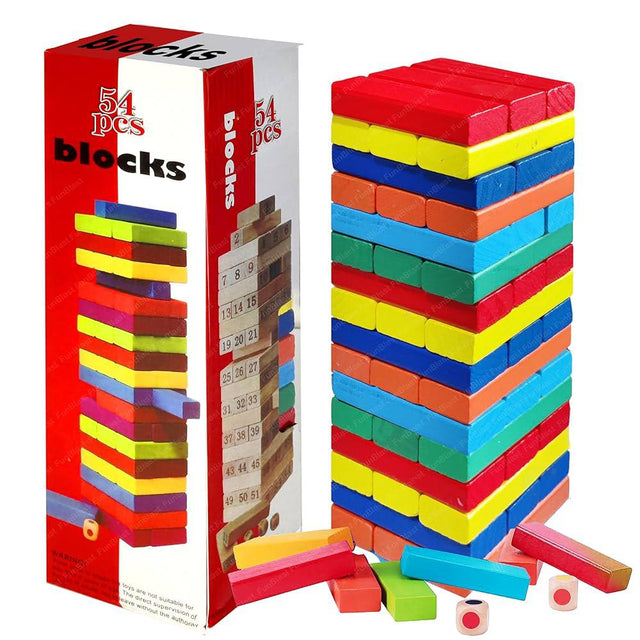 AKDC 54pcs Wooden Block Puzzle Playset, Multicolor Blocks - Al Kabayel Discount CentreAKDC 54pcs Wooden Block Puzzle Playset, Multicolor BlocksBoard GamesAKDCAl Kabayel Discount Centre