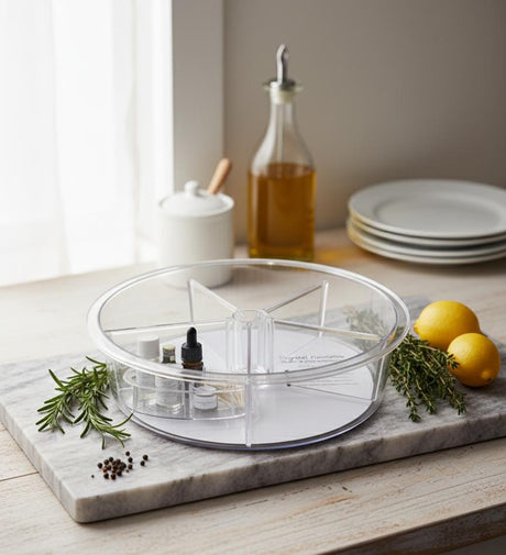 AKDC 6 - Compartment Rotating Acrylic Storage Organizer – Transparent Multipurpose Rack for Kitchen, Office & Vanity, 30.5×9 cm - Al Kabayel Discount CentreAKDC 6 - Compartment Rotating Acrylic Storage Organizer – Transparent Multipurpose Rack for Kitchen, Office & Vanity, 30.5×9 cmOrganizers & AccessoriesAKDCAl Kabayel Discount Centre