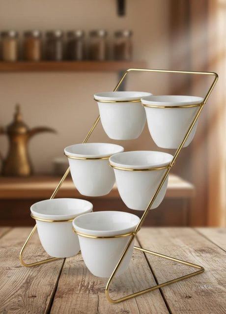 AKDC 6pcs Ceramic Cawa Cup with Metal Holder 90ml - Al Kabayel Discount CentreAKDC 6pcs Ceramic Cawa Cup with Metal Holder 90mlTea SetsAKDCAl Kabayel Discount Centre