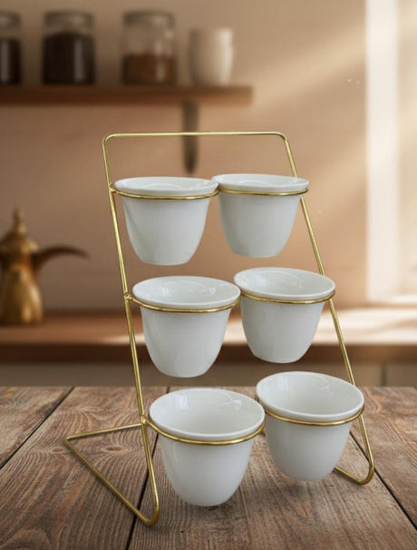 AKDC 6pcs Ceramic Cawa Cup with Metal Holder 90ml - Al Kabayel Discount CentreAKDC 6pcs Ceramic Cawa Cup with Metal Holder 90mlTea SetsAKDCAl Kabayel Discount Centre
