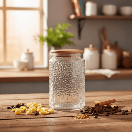AKDC 800ml Glass Storage Jar with Natural Bamboo Lid Airtight Kitchen Organizer - Al Kabayel Discount CentreAKDC 800ml Glass Storage Jar with Natural Bamboo Lid Airtight Kitchen OrganizerFood ContainersAKDCAl Kabayel Discount Centre