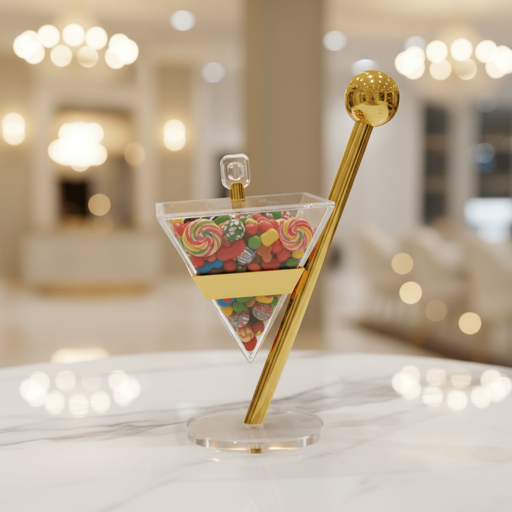 AKDC Acrylic Candy Bowl with Gold Metal Stand for Elegant Dessert and Candy Presentation – 28×13 cm - Al Kabayel Discount CentreAKDC Acrylic Candy Bowl with Gold Metal Stand for Elegant Dessert and Candy Presentation – 28×13 cmBowlsAKDCAl Kabayel Discount Centre