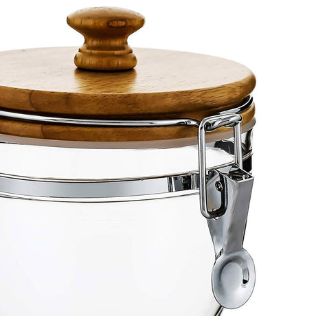 AKDC Acrylic Clip Lock Canister with Wooden Lid and Spoon 1000ml, 13cm*13cm*17.5cm - Al Kabayel Discount CentreAKDC Acrylic Clip Lock Canister with Wooden Lid and Spoon 1000ml, 13cm*13cm*17.5cmJars & Food SaversAKDCAl Kabayel Discount Centre