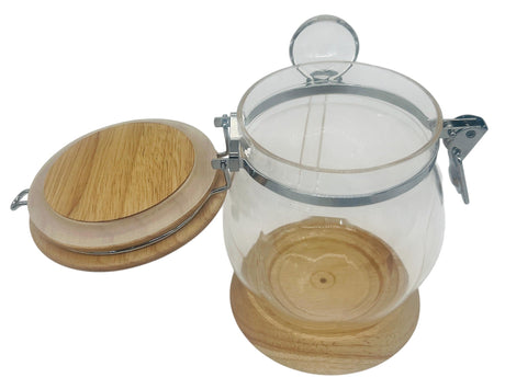 AKDC Acrylic Clip Lock Canister with Wooden Lid and Spoon 1500ml, 12.5cm*12.5cm*18.5cm - Al Kabayel Discount CentreAKDC Acrylic Clip Lock Canister with Wooden Lid and Spoon 1500ml, 12.5cm*12.5cm*18.5cmJars & Food SaversAKDCAl Kabayel Discount Centre