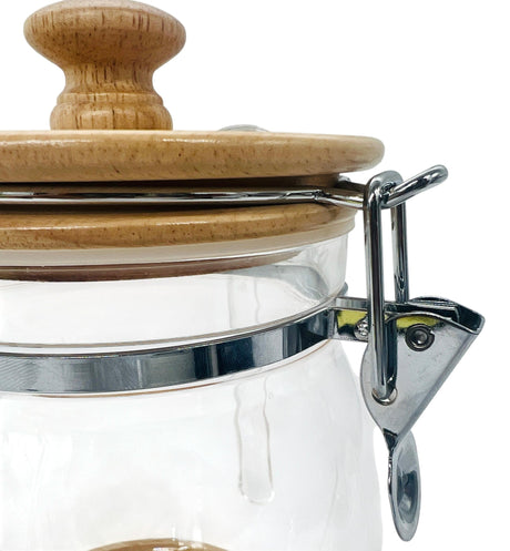 AKDC Acrylic Clip Lock Canister with Wooden Lid and Spoon 1500ml, 12.5cm*12.5cm*18.5cm - Al Kabayel Discount CentreAKDC Acrylic Clip Lock Canister with Wooden Lid and Spoon 1500ml, 12.5cm*12.5cm*18.5cmJars & Food SaversAKDCAl Kabayel Discount Centre