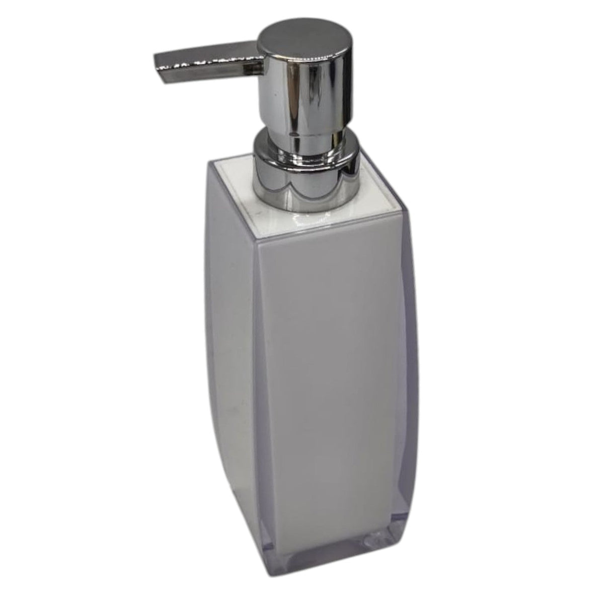 AKDC Acrylic Plastic Hand Soap DispenserÂ with Easy - to - Press Pump - 350ML - White&Silver - Al Kabayel Discount CentreAKDC Acrylic Plastic Hand Soap DispenserÂ with Easy - to - Press Pump - 350ML - White&SilverHome DÃ©cor AccentsAKDCAl Kabayel Discount Centre