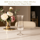 AKDC Acrylic Stem Glass 220ml — Elegant Hurricane Design | BPA - Free | Shatter - Resistant - Al Kabayel Discount CentreAKDC Acrylic Stem Glass 220ml — Elegant Hurricane Design | BPA - Free | Shatter - ResistantTumblersAKDCAl Kabayel Discount Centre