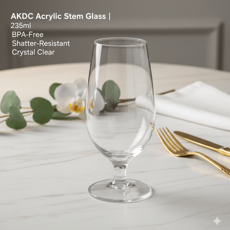 AKDC Acrylic Stem Glass 235ml — Tulip Design | BPA - Free | Shatter - Resistant | Crystal Clear - Al Kabayel Discount CentreAKDC Acrylic Stem Glass 235ml — Tulip Design | BPA - Free | Shatter - Resistant | Crystal ClearTumblersAKDCAl Kabayel Discount Centre