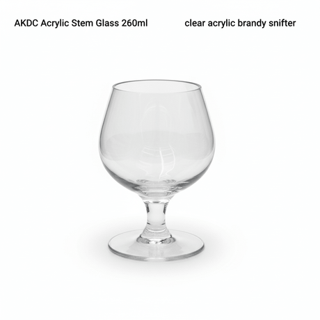 AKDC Acrylic Stem Glass 260ml — Balloon Snifter Design | BPA - Free | Shatter - Resistant | Crystal Clear - Al Kabayel Discount CentreAKDC Acrylic Stem Glass 260ml — Balloon Snifter Design | BPA - Free | Shatter - Resistant | Crystal ClearTumblersAKDCAl Kabayel Discount Centre