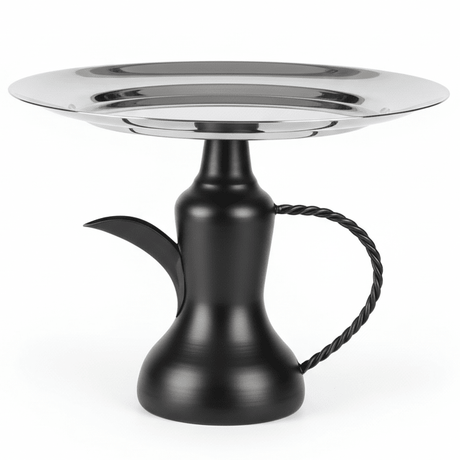 AKDC Arabian Style Silver Candy Serving Tray with Traditional Black Dallah Base for Premium Presentation – 26×21 cm - Al Kabayel Discount CentreAKDC Arabian Style Silver Candy Serving Tray with Traditional Black Dallah Base for Premium Presentation – 26×21 cmServing TraysAKDCAl Kabayel Discount Centre