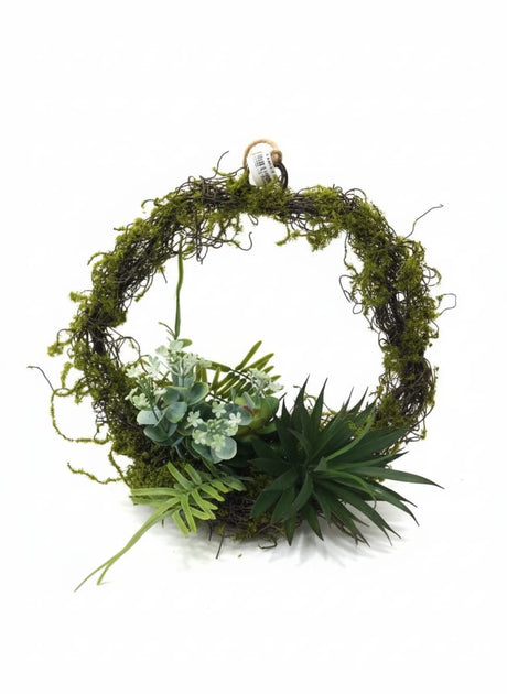 AKDC Artificial Hanging Wreath - Plastic Decor Piece with Intricate Design, Ideal for Door or Wall Hanging, 26x26 cm," - Made from plastic with detailed foliage and accents for a festive, handmade wreath look. - Al Kabayel Discount CentreAKDC Artificial Hanging Wreath - Plastic Decor Piece with Intricate Design, Ideal for Door or Wall Hanging, 26x26 cm," - Made from plastic with detailed foliage and accents for a festive, handmade wreath look.Artificial FloraAKDCAl Kabayel Discount Centre