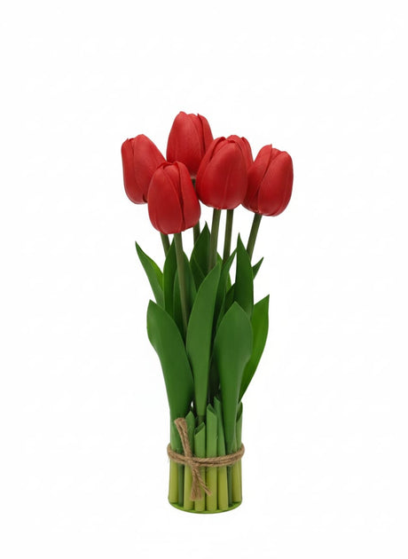 AKDC Artificial Red Tulip Flowers - Plastic Blooms in Stunning Red, Compact Size for Tabletop or Shelf Display, 32 cm," - Plastic red tulips for stunning color. - Al Kabayel Discount CentreAKDC Artificial Red Tulip Flowers - Plastic Blooms in Stunning Red, Compact Size for Tabletop or Shelf Display, 32 cm," - Plastic red tulips for stunning color.Artificial FloraAKDCAl Kabayel Discount Centre