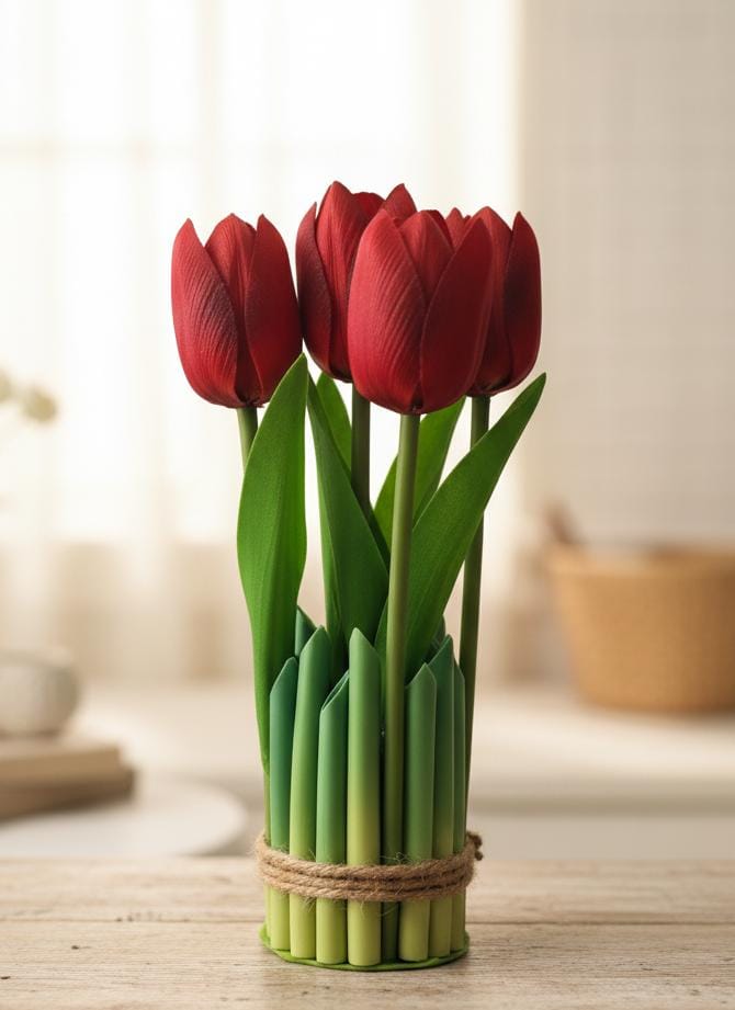AKDC Artificial Red Tulip Flowers - Vibrant Plastic Blooms, Perfect for Spring - Like Decor Without the Hassle, 20 cm," - Crafted from plastic to capture the bold, cup - shaped red petals of real tulips. - Al Kabayel Discount CentreAKDC Artificial Red Tulip Flowers - Vibrant Plastic Blooms, Perfect for Spring - Like Decor Without the Hassle, 20 cm," - Crafted from plastic to capture the bold, cup - shaped red petals of real tulips.Artificial FloraAKDCAl Kabayel Discount Centre