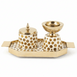AKDC Artisan Elegance | Gold & Cream Polka Dot Incense Burner Set with Tray — Luxury Arabian Home Fragrance Collection - Al Kabayel Discount CentreAKDC Artisan Elegance | Gold & Cream Polka Dot Incense Burner Set with Tray — Luxury Arabian Home Fragrance CollectionWooden Incense BurnerAKDCAl Kabayel Discount Centre