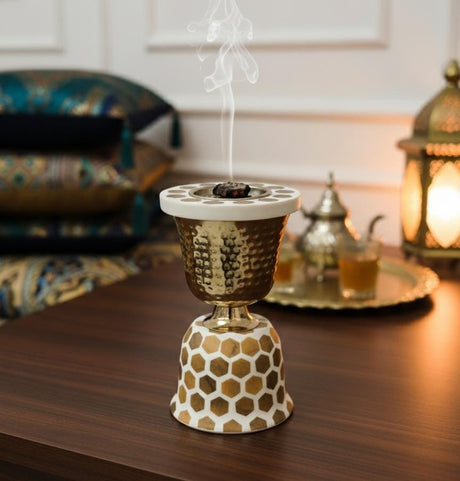 AKDC Artistic Metal & Wooden Incense Burner 21x13 cm – Handcrafted Brown & Cream Fragrance Diffuser Box for Home Décor - Al Kabayel Discount CentreAKDC Artistic Metal & Wooden Incense Burner 21x13 cm – Handcrafted Brown & Cream Fragrance Diffuser Box for Home DécorWooden Incense BurnerAKDCAl Kabayel Discount Centre