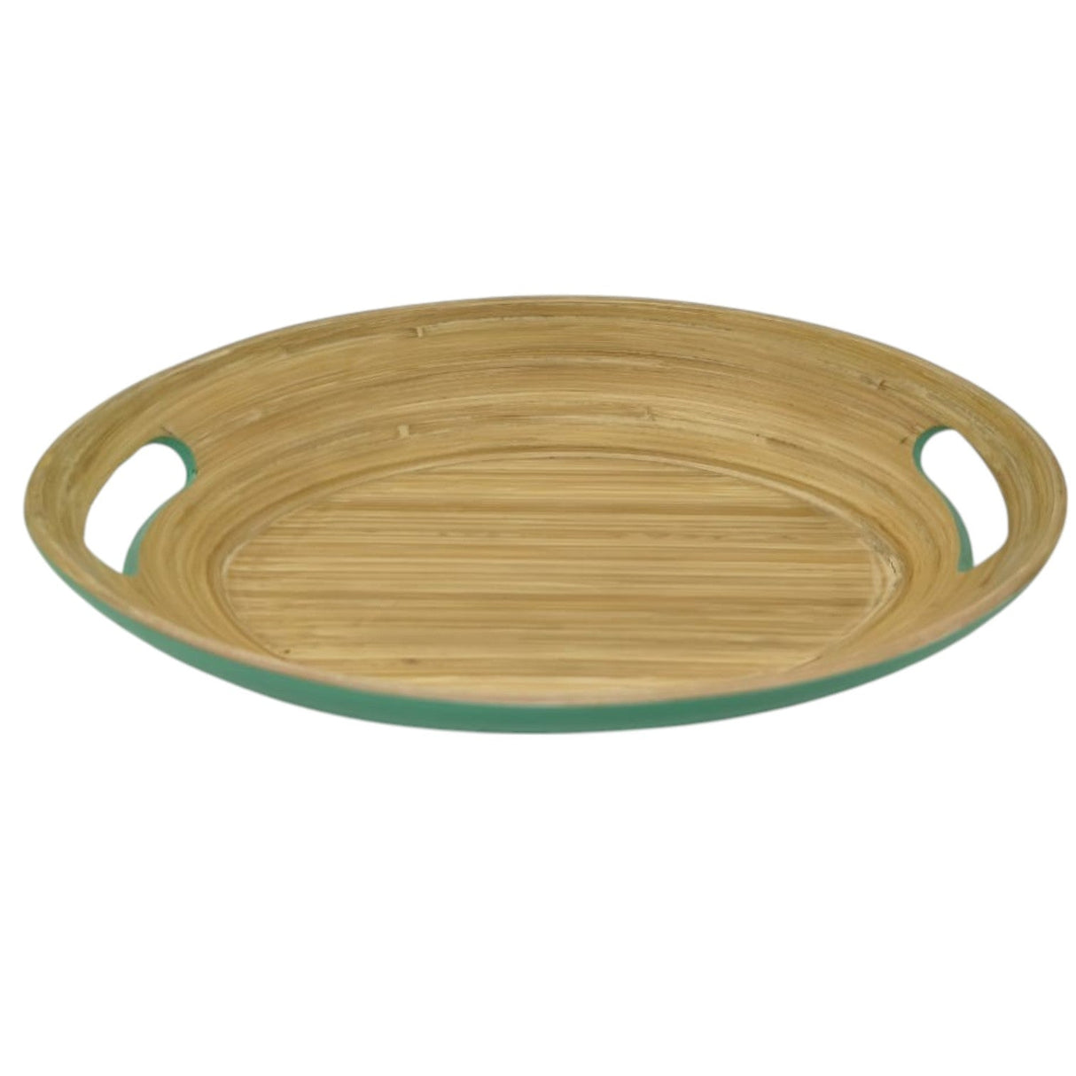 AKDC Bamboo Oval Shape Serving Tray With Handle - 33cmX24cmX5cm - Green&Bamboo - Al Kabayel Discount CentreAKDC Bamboo Oval Shape Serving Tray With Handle - 33cmX24cmX5cm - Green&BambooServing TraysAKDCAl Kabayel Discount Centre