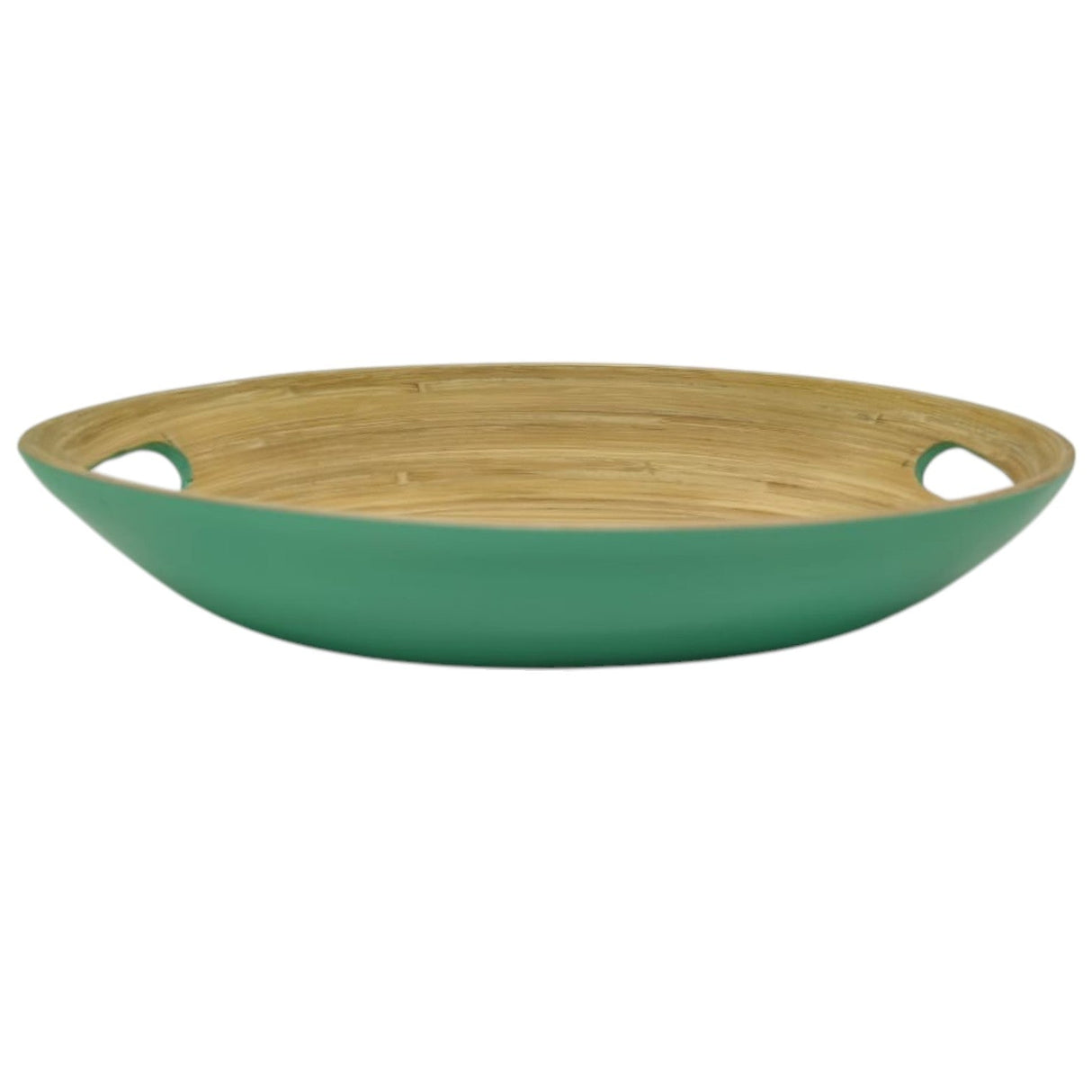 AKDC Bamboo Oval Shape Serving Tray With Handle - 33cmX24cmX5cm - Green&Bamboo - Al Kabayel Discount CentreAKDC Bamboo Oval Shape Serving Tray With Handle - 33cmX24cmX5cm - Green&BambooServing TraysAKDCAl Kabayel Discount Centre