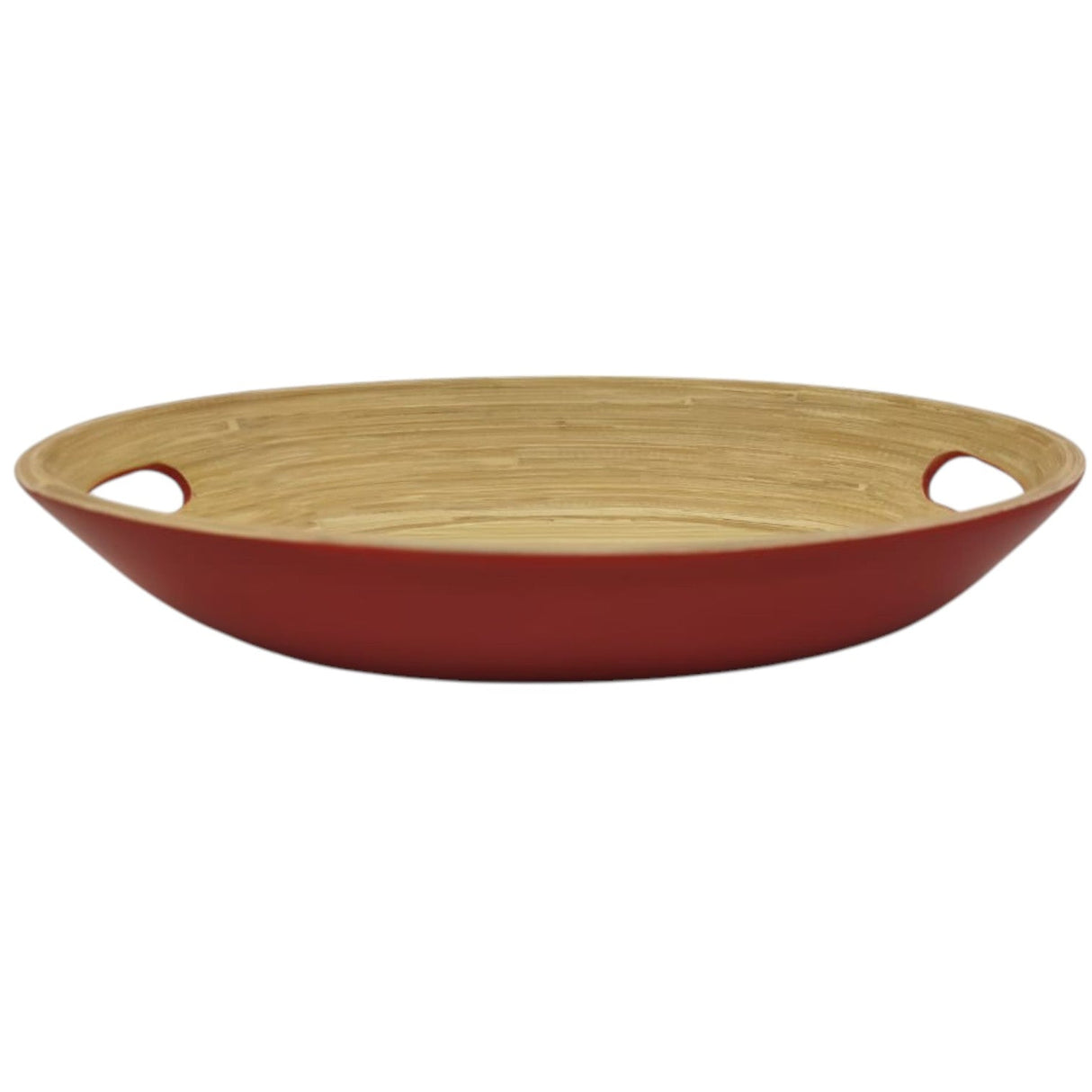 AKDC Bamboo Oval Shape Serving Tray With Handle - 33cmX24cmX5cm - Red&Bamboo - Al Kabayel Discount CentreAKDC Bamboo Oval Shape Serving Tray With Handle - 33cmX24cmX5cm - Red&BambooServing TraysAKDCAl Kabayel Discount Centre