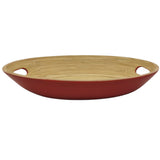 AKDC Bamboo Oval Shape Serving Tray With Handle - 33cmX24cmX5cm - Red&Bamboo - Al Kabayel Discount CentreAKDC Bamboo Oval Shape Serving Tray With Handle - 33cmX24cmX5cm - Red&BambooServing TraysAKDCAl Kabayel Discount Centre