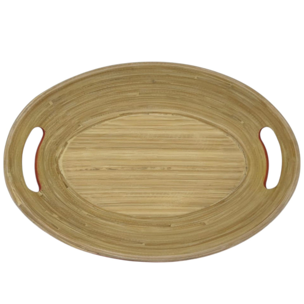 AKDC Bamboo Oval Shape Serving Tray With Handle - 33cmX24cmX5cm - Red&Bamboo - Al Kabayel Discount CentreAKDC Bamboo Oval Shape Serving Tray With Handle - 33cmX24cmX5cm - Red&BambooServing TraysAKDCAl Kabayel Discount Centre