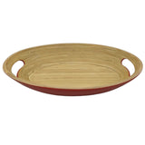 AKDC Bamboo Oval Shape Serving Tray With Handle - 33cmX24cmX5cm - Red&Bamboo - Al Kabayel Discount CentreAKDC Bamboo Oval Shape Serving Tray With Handle - 33cmX24cmX5cm - Red&BambooServing TraysAKDCAl Kabayel Discount Centre