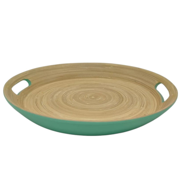 AKDC Bamboo Round Tray With Handles, Tea & Coffee Table Decorative Serving Tray Food Storage Platters for Serving Beverages Living Room Home Dining Table - 30cmX4cm - Green&Bamboo - Al Kabayel Discount CentreAKDC Bamboo Round Tray With Handles, Tea & Coffee Table Decorative Serving Tray Food Storage Platters for Serving Beverages Living Room Home Dining Table - 30cmX4cm - Green&BambooServing TraysAKDCAl Kabayel Discount Centre