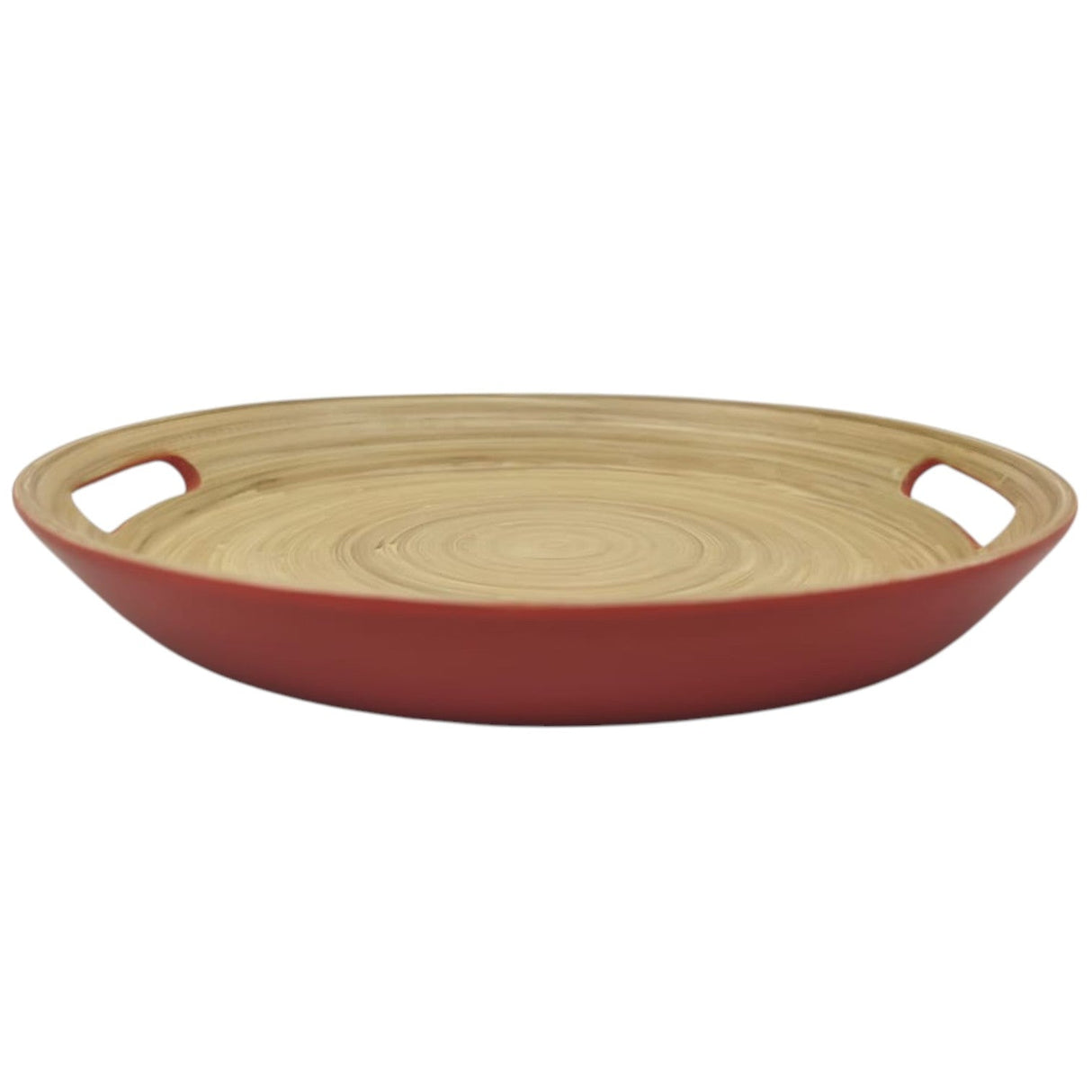 AKDC Bamboo Round Tray With Handles, Tea & Coffee Table Decorative Serving Tray Food Storage Platters for Serving Beverages Living Room Home Dining Table - 30cmX4cm - Red&Bamboo - Al Kabayel Discount CentreAKDC Bamboo Round Tray With Handles, Tea & Coffee Table Decorative Serving Tray Food Storage Platters for Serving Beverages Living Room Home Dining Table - 30cmX4cm - Red&BambooServing TraysAKDCAl Kabayel Discount Centre