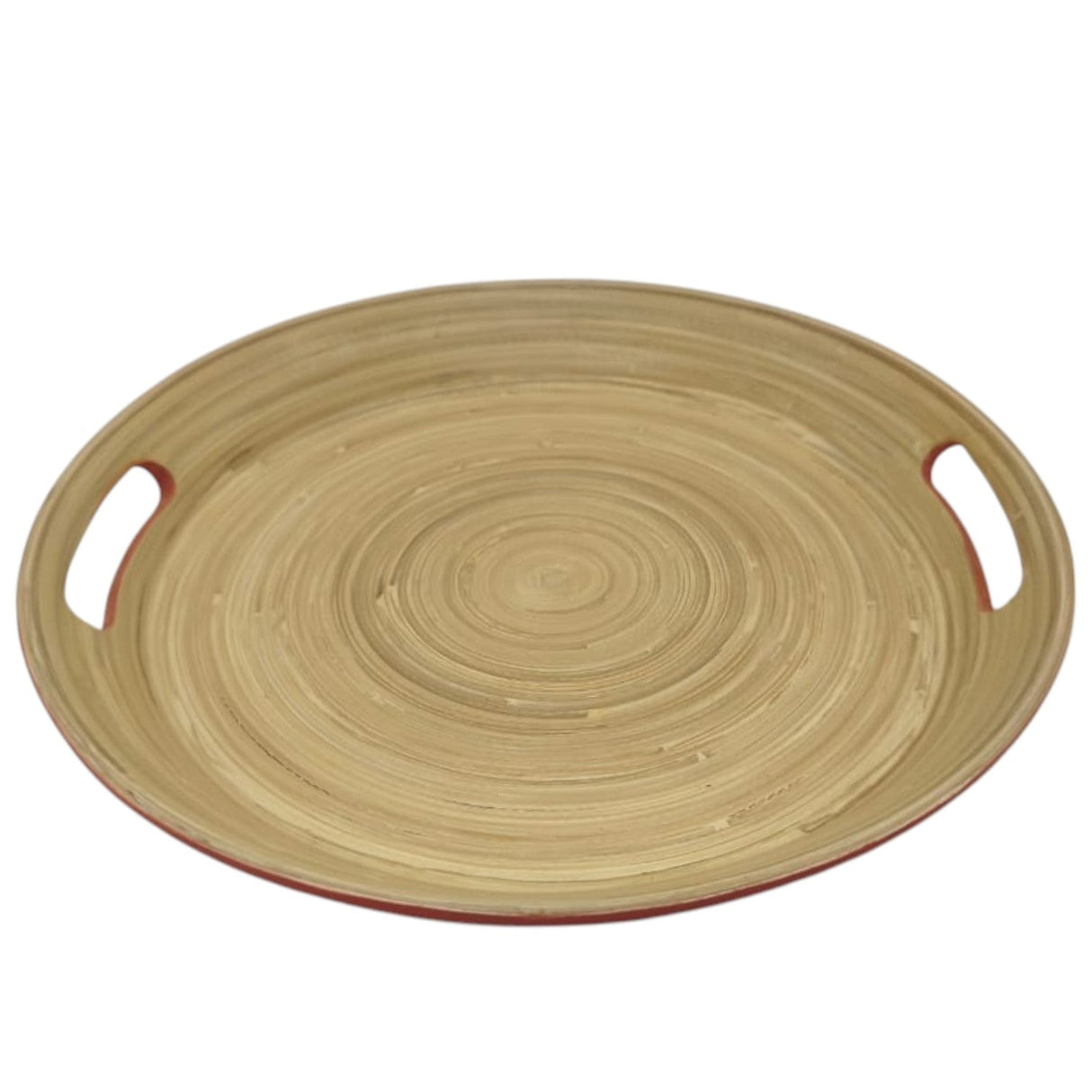 AKDC Bamboo Round Tray With Handles, Tea & Coffee Table Decorative Serving Tray Food Storage Platters for Serving Beverages Living Room Home Dining Table - 30cmX4cm - Red&Bamboo - Al Kabayel Discount CentreAKDC Bamboo Round Tray With Handles, Tea & Coffee Table Decorative Serving Tray Food Storage Platters for Serving Beverages Living Room Home Dining Table - 30cmX4cm - Red&BambooServing TraysAKDCAl Kabayel Discount Centre