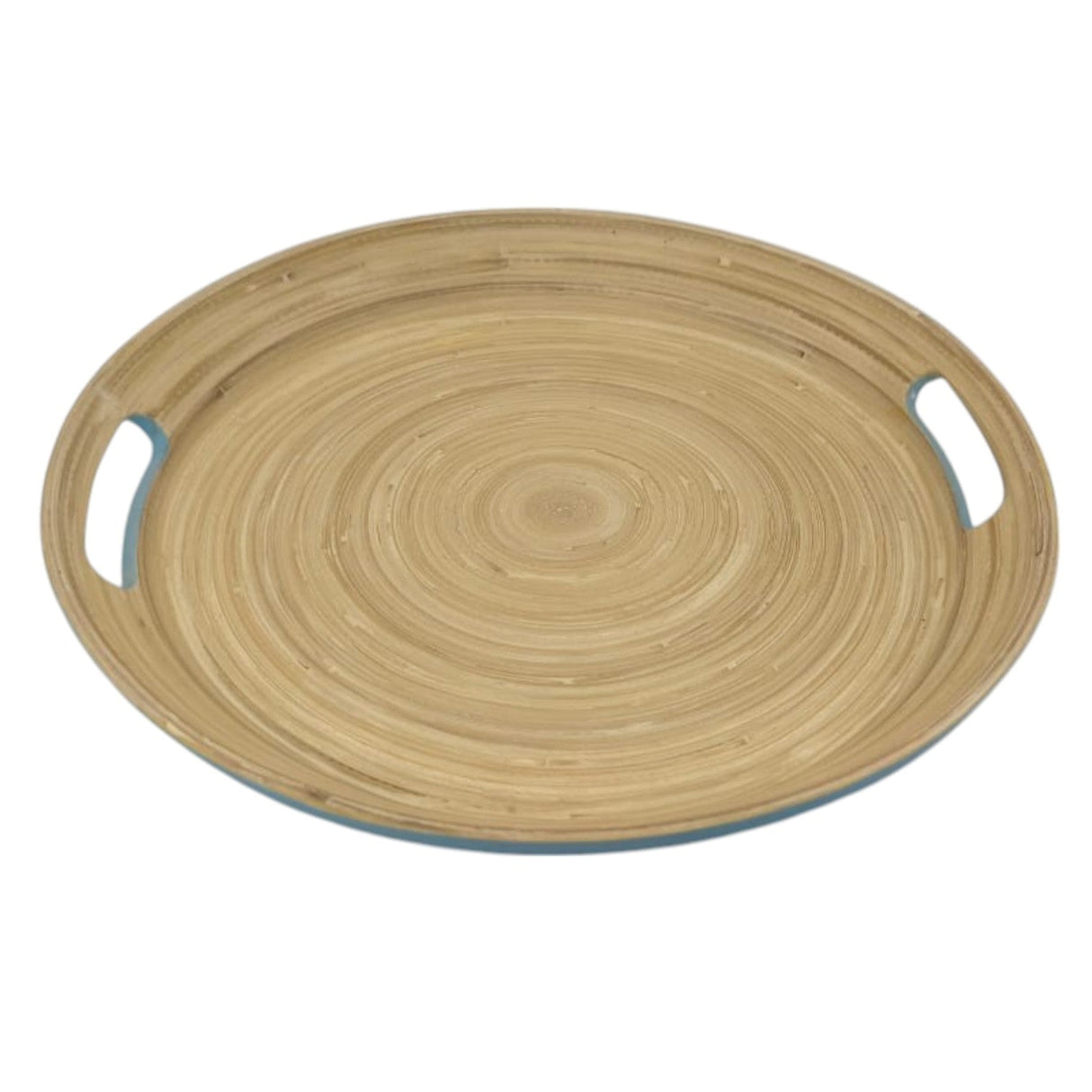 AKDC Bamboo Round Tray With Handles, Tea & Coffee Table Decorative Serving Tray Food Storage Platters for Serving Beverages Living Room Home Dining Table - 30cmX4cm - Blue&Bamboo - Al Kabayel Discount CentreAKDC Bamboo Round Tray With Handles, Tea & Coffee Table Decorative Serving Tray Food Storage Platters for Serving Beverages Living Room Home Dining Table - 30cmX4cm - Blue&BambooServing TraysAKDCAl Kabayel Discount Centre