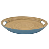 AKDC Bamboo Round Tray With Handles, Tea & Coffee Table Decorative Serving Tray Food Storage Platters for Serving Beverages Living Room Home Dining Table - 30cmX4cm - Blue&Bamboo - Al Kabayel Discount CentreAKDC Bamboo Round Tray With Handles, Tea & Coffee Table Decorative Serving Tray Food Storage Platters for Serving Beverages Living Room Home Dining Table - 30cmX4cm - Blue&BambooServing TraysAKDCAl Kabayel Discount Centre