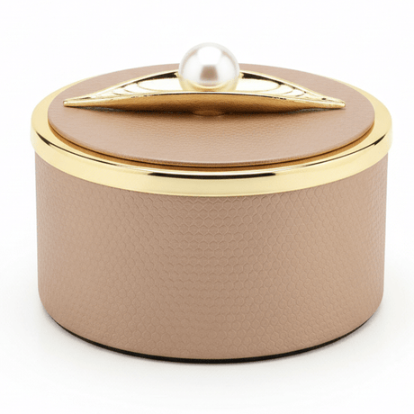 AKDC Beige Metal Candy Box with Faux Leather Finish & Lid – Modern Decorative Storage Box 15×8 cm - Al Kabayel Discount CentreAKDC Beige Metal Candy Box with Faux Leather Finish & Lid – Modern Decorative Storage Box 15×8 cmJars & Food SaversAKDCAl Kabayel Discount Centre