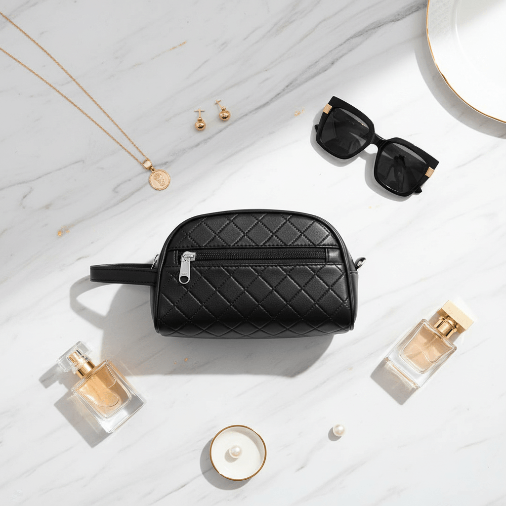 AKDC Black Artificial Leather Handbag Pouch 20×12 cm Spacious Mini Carry Case with Modern Look - Al Kabayel Discount CentreAKDC Black Artificial Leather Handbag Pouch 20×12 cm Spacious Mini Carry Case with Modern LookPouchesAKDCAl Kabayel Discount Centre