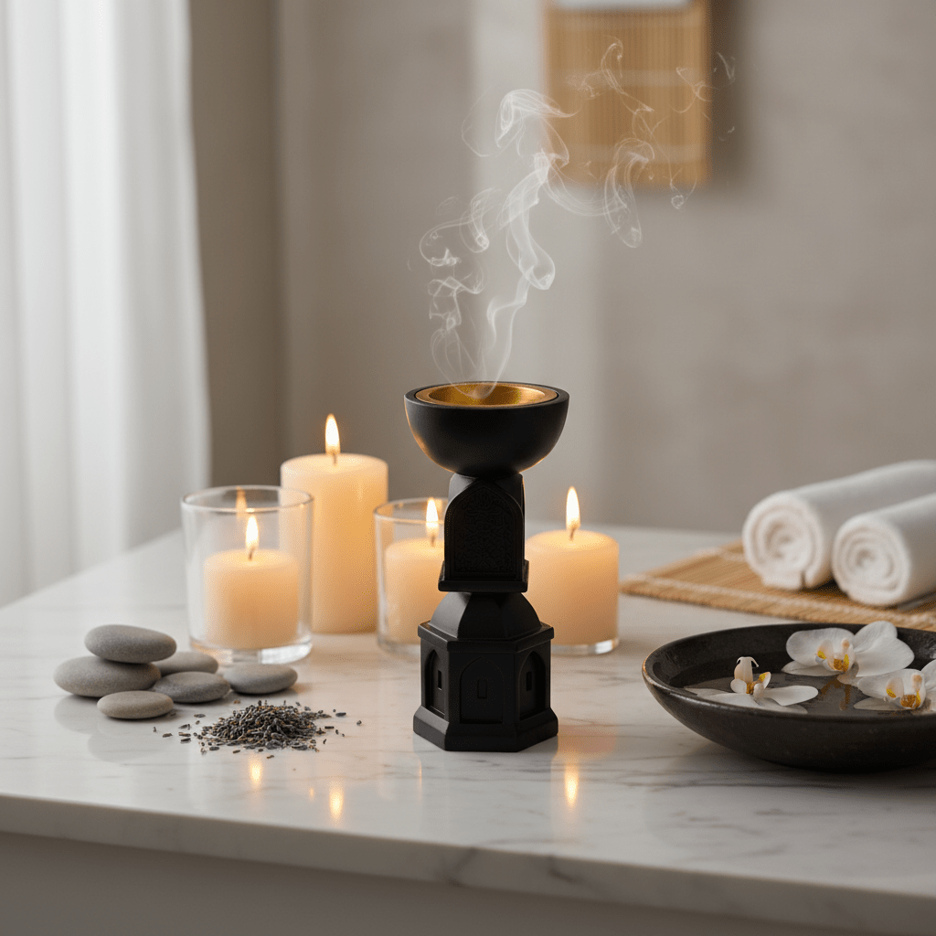 AKDC Black Ceramic Decorative Incense Burner – Bold and Stylish Home Decor for Living Room or Bedroom – 22 cm - Al Kabayel Discount CentreAKDC Black Ceramic Decorative Incense Burner – Bold and Stylish Home Decor for Living Room or Bedroom – 22 cmCeramic Incense BurnerAKDCAl Kabayel Discount Centre