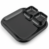 AKDC Black Square Melamine 3 Portion Serving Plate 24 cm Premium Quality Compartment Tray for Kitchen Restaurant and Buffet Use - Al Kabayel Discount CentreAKDC Black Square Melamine 3 Portion Serving Plate 24 cm Premium Quality Compartment Tray for Kitchen Restaurant and Buffet UsePlatesAKDCAl Kabayel Discount Centre