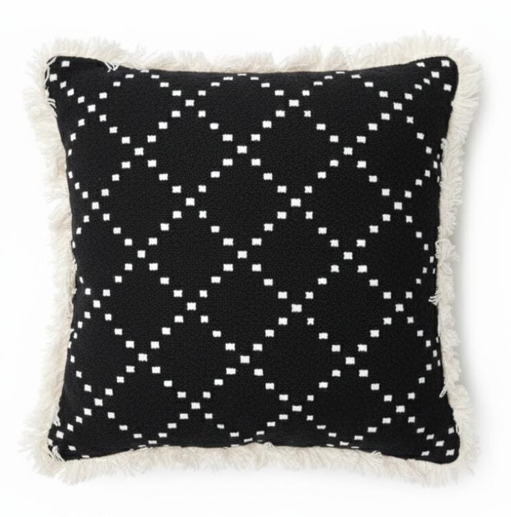 AKDC Bold Black & White Geometric Pattern Square Decorative Cushion – Cotton Fabric, 43×43 cm - Al Kabayel Discount CentreAKDC Bold Black & White Geometric Pattern Square Decorative Cushion – Cotton Fabric, 43×43 cmFloor Pillows & CushionsAKDCAl Kabayel Discount Centre