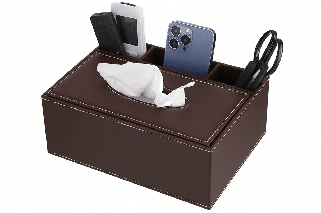 AKDC Brown PU Leather Rectangular Tissue Box with Pen Holder 25*18.5*10cm - Al Kabayel Discount CentreAKDC Brown PU Leather Rectangular Tissue Box with Pen Holder 25*18.5*10cmNapkin Holders & Tissue BoxAKDCAl Kabayel Discount Centre