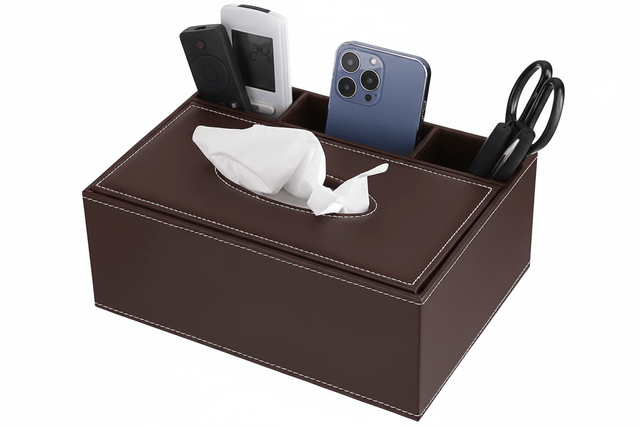 AKDC Brown PU Leather Rectangular Tissue Box with Pen Holder 25*18.5*10cm - Al Kabayel Discount CentreAKDC Brown PU Leather Rectangular Tissue Box with Pen Holder 25*18.5*10cmNapkin Holders & Tissue BoxAKDCAl Kabayel Discount Centre