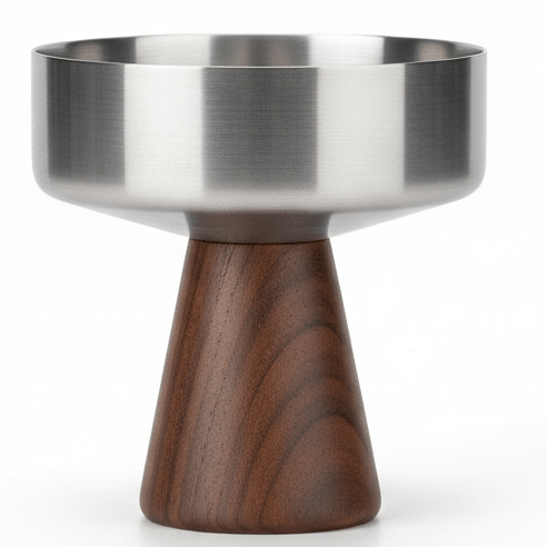 AKDC Brown Wooden Base Silver Metal Dessert Cup with Elegant Finish for Table Presentation – 200 ml - Al Kabayel Discount CentreAKDC Brown Wooden Base Silver Metal Dessert Cup with Elegant Finish for Table Presentation – 200 mlBowlsAKDCAl Kabayel Discount Centre