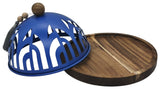 AKDC Cake Tray with Wooden Base and Metal Lid 23cm*15cm, Blue - Al Kabayel Discount CentreAKDC Cake Tray with Wooden Base and Metal Lid 23cm*15cm, BlueServeware SetsAKDCAl Kabayel Discount Centre