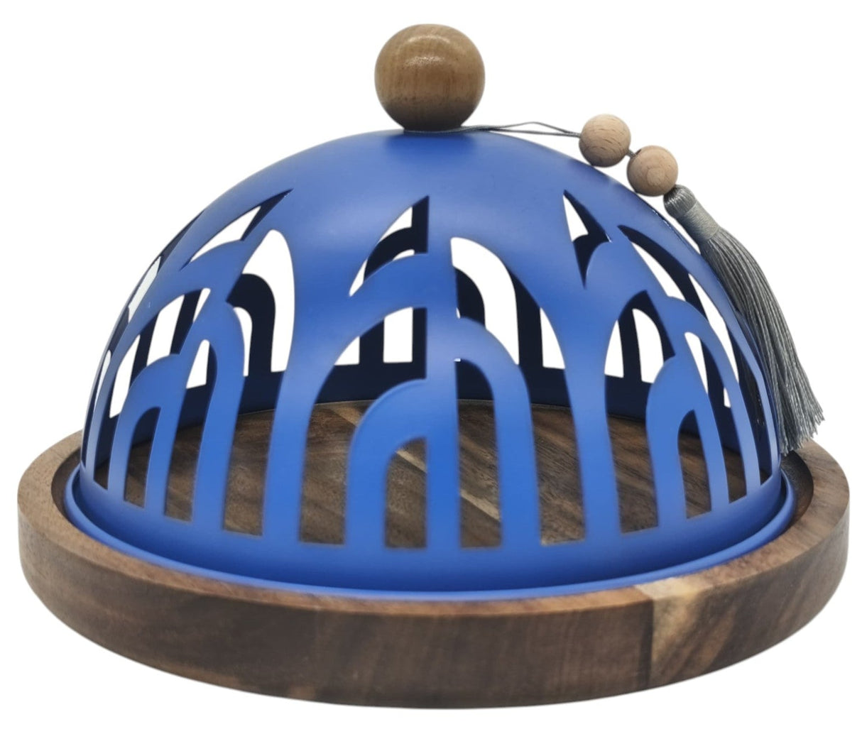 AKDC Cake Tray with Wooden Base and Metal Lid 23cm*15cm, Blue - Al Kabayel Discount CentreAKDC Cake Tray with Wooden Base and Metal Lid 23cm*15cm, BlueServeware SetsAKDCAl Kabayel Discount Centre