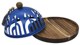 AKDC Cake Tray with Wooden Base and Metal Lid 28cm*20cm, Blue - Al Kabayel Discount CentreAKDC Cake Tray with Wooden Base and Metal Lid 28cm*20cm, BlueServeware SetsAKDCAl Kabayel Discount Centre
