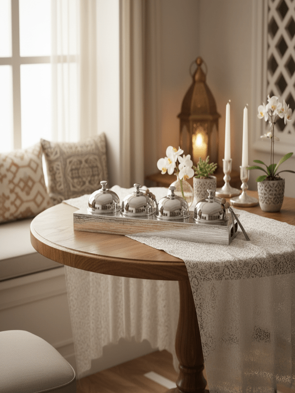 AKDC Candy Bowl Set with Holder (4 Pieces) – Luxury Metal Silver Finish, Complete Decorative Serving Set, 51 × 14 × 10 cm - Al Kabayel Discount CentreAKDC Candy Bowl Set with Holder (4 Pieces) – Luxury Metal Silver Finish, Complete Decorative Serving Set, 51 × 14 × 10 cmJars & Food SaversAKDCAl Kabayel Discount Centre