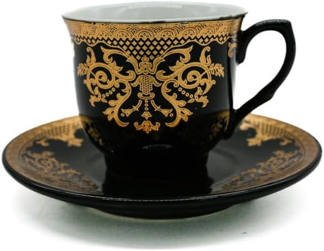 AKDC Ceramic 12Pcs Cup And Saucer Arabian Coffee Cups, Ceramic Tea Cups Set of 6, Teacups With Saucer 6 (80ML) - Black/Golden - Al Kabayel Discount CentreAKDC Ceramic 12Pcs Cup And Saucer Arabian Coffee Cups, Ceramic Tea Cups Set of 6, Teacups With Saucer 6 (80ML) - Black/GoldenTea CupsAKDCAl Kabayel Discount Centre