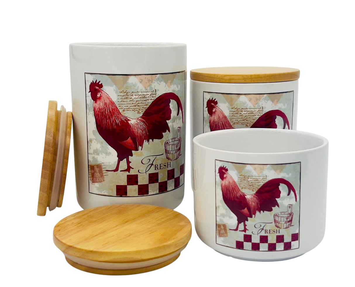 AKDC Ceramic 3pcs Canister Set 350ml+600ml+1000ml with a Wooden Lid, White, XSP612 - 13 - Al Kabayel Discount CentreAKDC Ceramic 3pcs Canister Set 350ml+600ml+1000ml with a Wooden Lid, White, XSP612 - 13Jars & Food SaversAKDCAl Kabayel Discount Centre