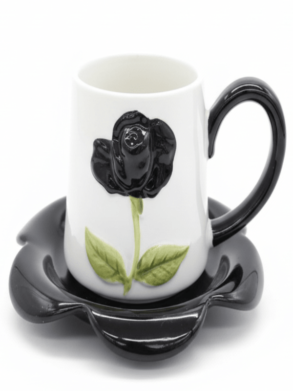 AKDC Ceramic Cup and Saucer Set – Black with White Flower Pattern, 380 ml Coffee & Tea Cup - Al Kabayel Discount CentreAKDC Ceramic Cup and Saucer Set – Black with White Flower Pattern, 380 ml Coffee & Tea CupTea CupsAKDCAl Kabayel Discount Centre